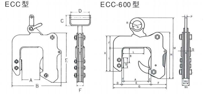 ECC型混凝土制品夾鉗結(jié)構(gòu)尺寸圖