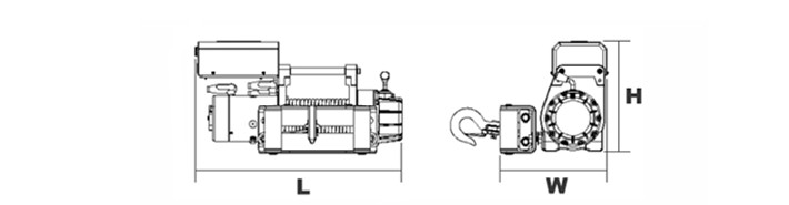 DW-5000S越野車(chē)用電動(dòng)絞盤(pán)結(jié)構(gòu)尺寸圖片