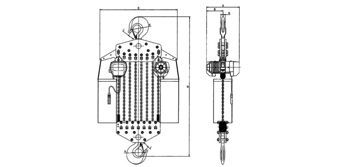 20噸環(huán)鏈電動(dòng)葫蘆結(jié)構(gòu)尺寸圖片