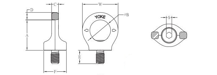 YOKE眼型旋轉吊點8-291結構尺寸圖片