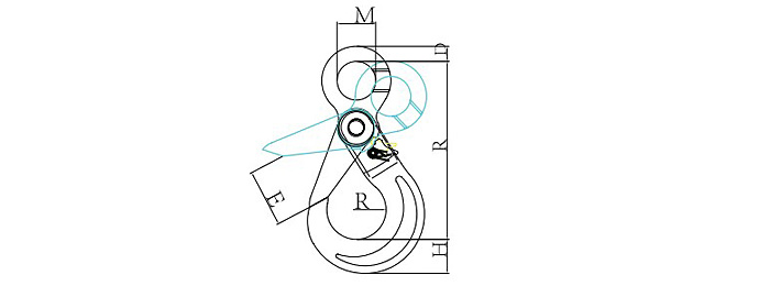 80級眼型自鎖吊鉤SLR-081結(jié)構(gòu)尺寸圖片