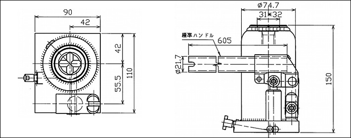 【HPD-4I MASADA二段式液壓千斤頂尺寸圖片】