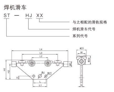 ST型焊機滑車尺寸圖