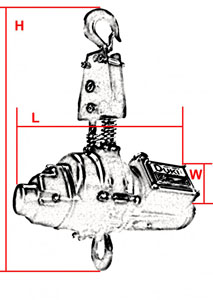 DH-500舞臺(tái)環(huán)鏈電動(dòng)葫蘆結(jié)構(gòu)尺寸圖