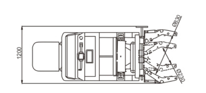 LYL800全電動(dòng)油桶翻轉(zhuǎn)車(chē)（配重式）尺寸圖