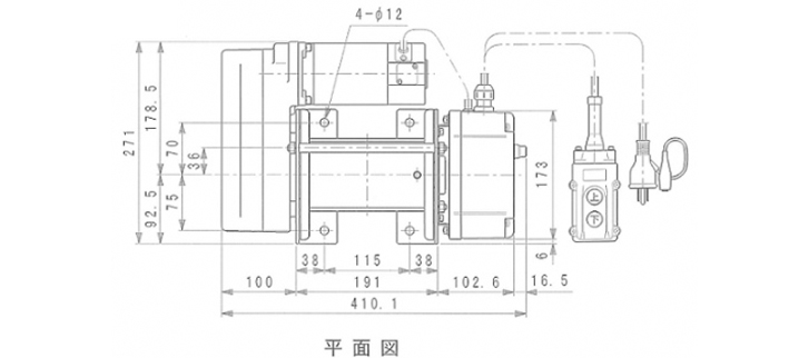 MC型電動(dòng)卷揚(yáng)機(jī)尺寸圖二